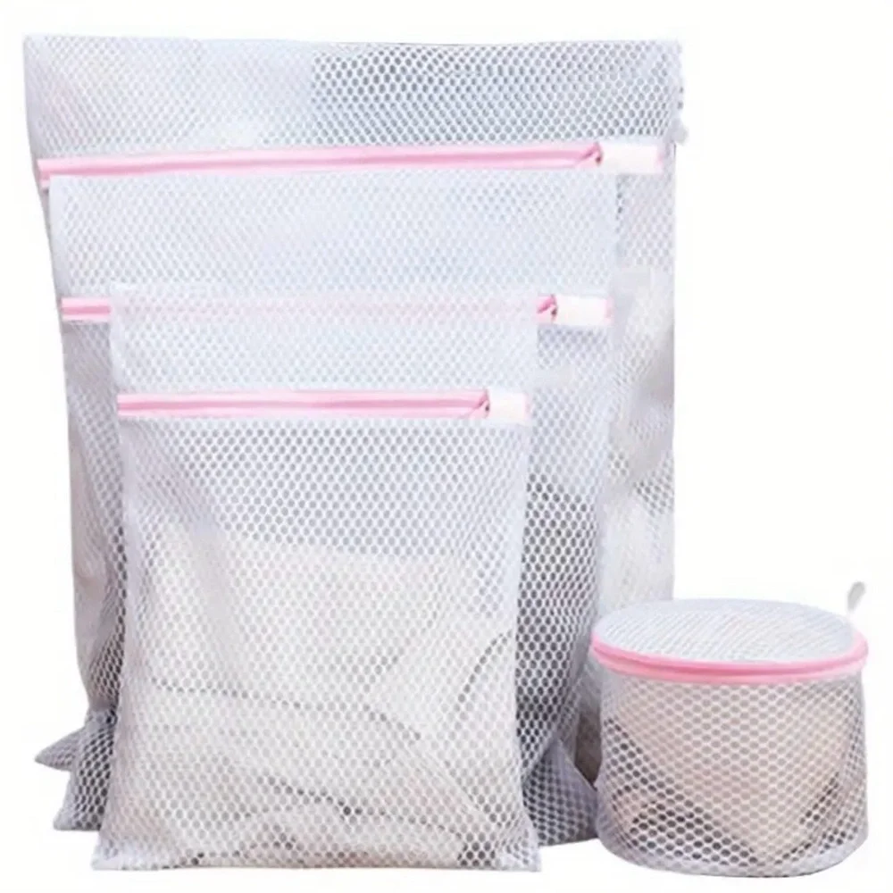 Mesh Laundry Bags Set Pink and White, 4 pcs., NEW